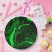 緑の金属、深い暗い曲線または起伏 ペーパープレート (パーティー)