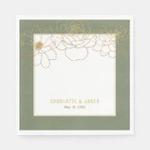 緑の金箔金ゴールドの花 スタンダードランチョンナプキン (正面)