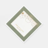 緑の金箔金ゴールドの花 スタンダードランチョンナプキン (角)