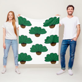 緑の鉢植えのパターン フリースブランケット