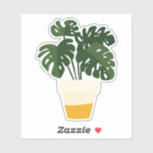 緑の鉢植えの観葉植物透明ステッカー シール (シート)