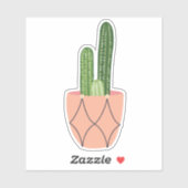 緑の鉢状の多肉植物の透明ステッカー シール (シート)