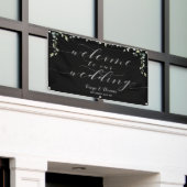 緑の銀書道ブラックウェルカム結婚ズ 横断幕 (ビルの外側)