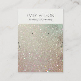 緑の銀色のきらめくイヤリングネックレスディスプレイ 名刺