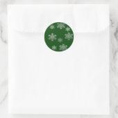 緑の銀色の雪 – 冬のシール ラウンドシール (バッグ)