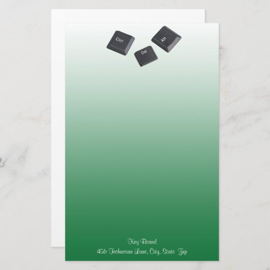 緑の鍵でパソコンのを再起動カスタム 便箋 (正面/裏面)