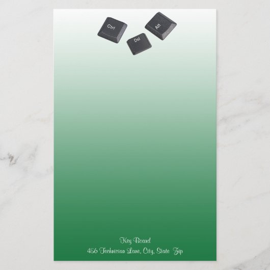 緑の鍵でパソコンのを再起動カスタム 便箋 (正面)