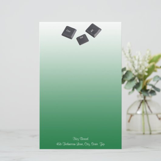 緑の鍵でパソコンのを再起動カスタム 便箋 (スタンド正面)