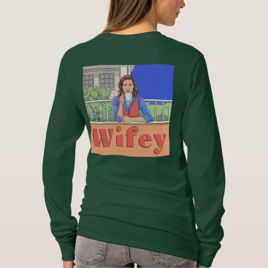 緑の長袖ワイフィーTシャツ Tシャツ (裏面)