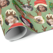 緑の間抜けクリスマス帽子6枚の写真 ラッピングペーパー (ロールコーナー)