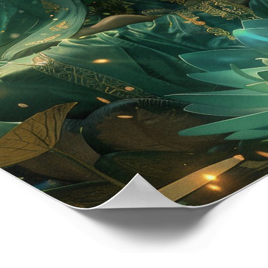 緑の関陰陽のポスター – 穏やかな仏像 ポスター (角)