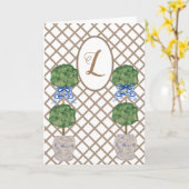 緑の陳腐なジンジャージャーストピアリーバスケット カード (黄色い花)