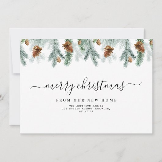 緑の陽気なクリスマスの感動的な発表 シーズンカード (正面)