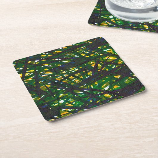 緑の雑木林II スクエアペーパーコースター (アングル)