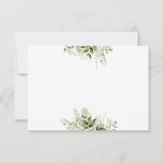 緑の離れのスクリプエレガントトハート親切に返信 出欠カード (裏面)