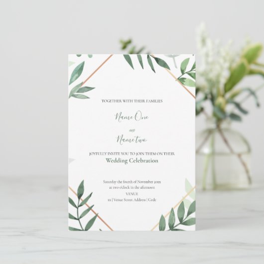 緑の離れフレーム結婚式招待状 招待状 (スタンド正面)