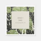 緑の離れモダンのはっきりしたジャングル結婚や スタンダードカクテルナプキン (正面)