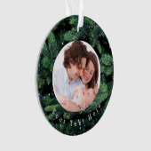 緑の離れ家族のクリスマス写真 オーナメント (正面)