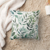 緑の離れ模様の葉素朴葉 クッション (ブランケット)