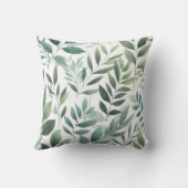 緑の離れ模様の葉素朴葉 クッション (裏面)