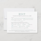 緑の離れ白粉のオプションの結婚円 出欠カード (裏面)