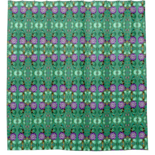 緑の離れ紫の宝石シャワーカーテン シャワーカーテン (正面)