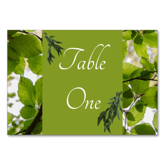 緑の離れ結婚の表の番号(横) テーブルナンバー (正面)