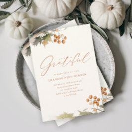 緑の離れ葉感謝祭素朴ディナー 招待状