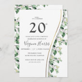 緑の離れ葉20誕生日 招待状 (正面/裏面)