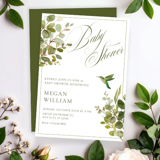 緑の離れ赤ちゃんシャワー 招待状
