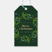 緑の離れ雪片メリークリスマス ギフトタグ (裏面)