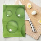 緑の雨滴パターン キッチンタオル (四つ折り)