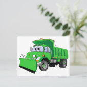 緑の雪かきカートゥーン ポストカード (スタンド正面)