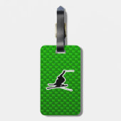 緑の雪のスキー ラゲッジタグ (裏面縦)