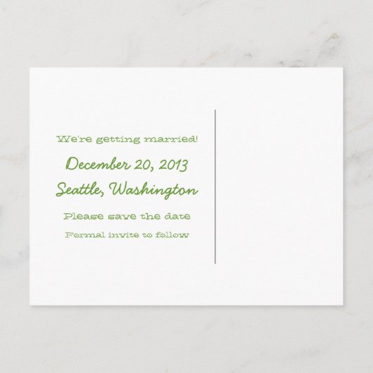 緑の雪の結晶と星の日付はがきを保存 案内ポストカード (裏面)