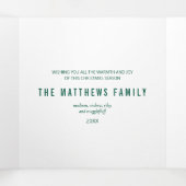 緑の雪モダン片フェスティバル3フォト 三つ折りクリスマスカード (内部中)