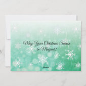 緑の雪片がフォトクリスマスをパーソナライズ シーズンカード (裏面)