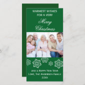 緑の雪片が最も暖かい願いの写真 – フォトカード シーズンカード (正面/裏面)