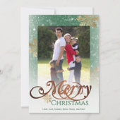 緑の雪素朴結晶メリークリスマスフォト シーズンカード (正面)