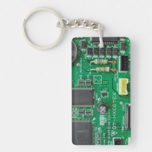 緑の電子回路のボード・コンピュータパターン キーホルダー