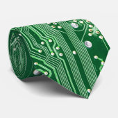 緑の電子回路のボード・コンピュータパターン ネクタイ (ロール)