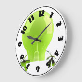 緑の電球の時計 ラージ壁時計 (傾斜)