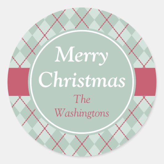 緑の霜の降りたクリアーガイルスマスステッカー ラウンドシール (正面)