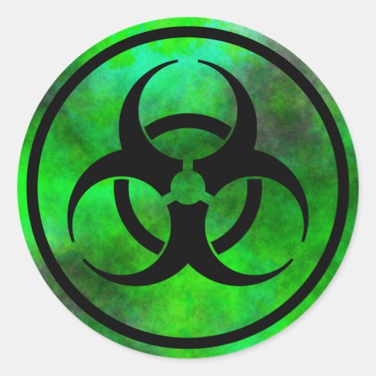 緑の霧の生物学的災害［有害物質］記号シール ラウンドシール (正面)