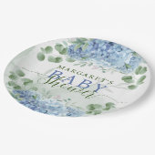 緑の青いアジサイその男の子の赤ちゃんシャワー ペーパープレート (アングル)