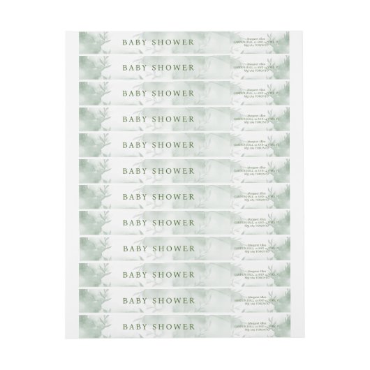 緑の青いアジサイその男の子の赤ちゃんシャワー ラップアラウンドラベル (シート)