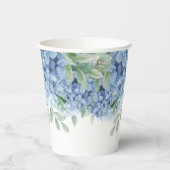 緑の青いアジサイその男の子の赤ちゃんシャワー 紙コップ (左)