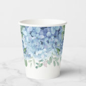 緑の青いアジサイその男の子の赤ちゃんシャワー 紙コップ (正面)