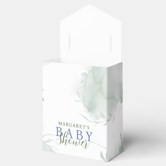 緑の青いアジサイその男の子の赤ちゃんシャワーFavo フェイバーボックス (オープン)