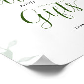 緑の青いアジサイのカードとギフト赤ちゃんシャワー ポスター (角)